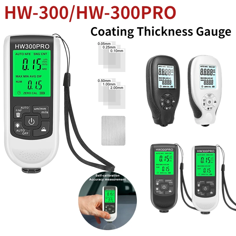 HW-300/HW-300PRO Coating Thickness Gauge 0-2000UM Car Paint Film Tester Measuring Manual Paint Tools Thickness Gauge For Cars