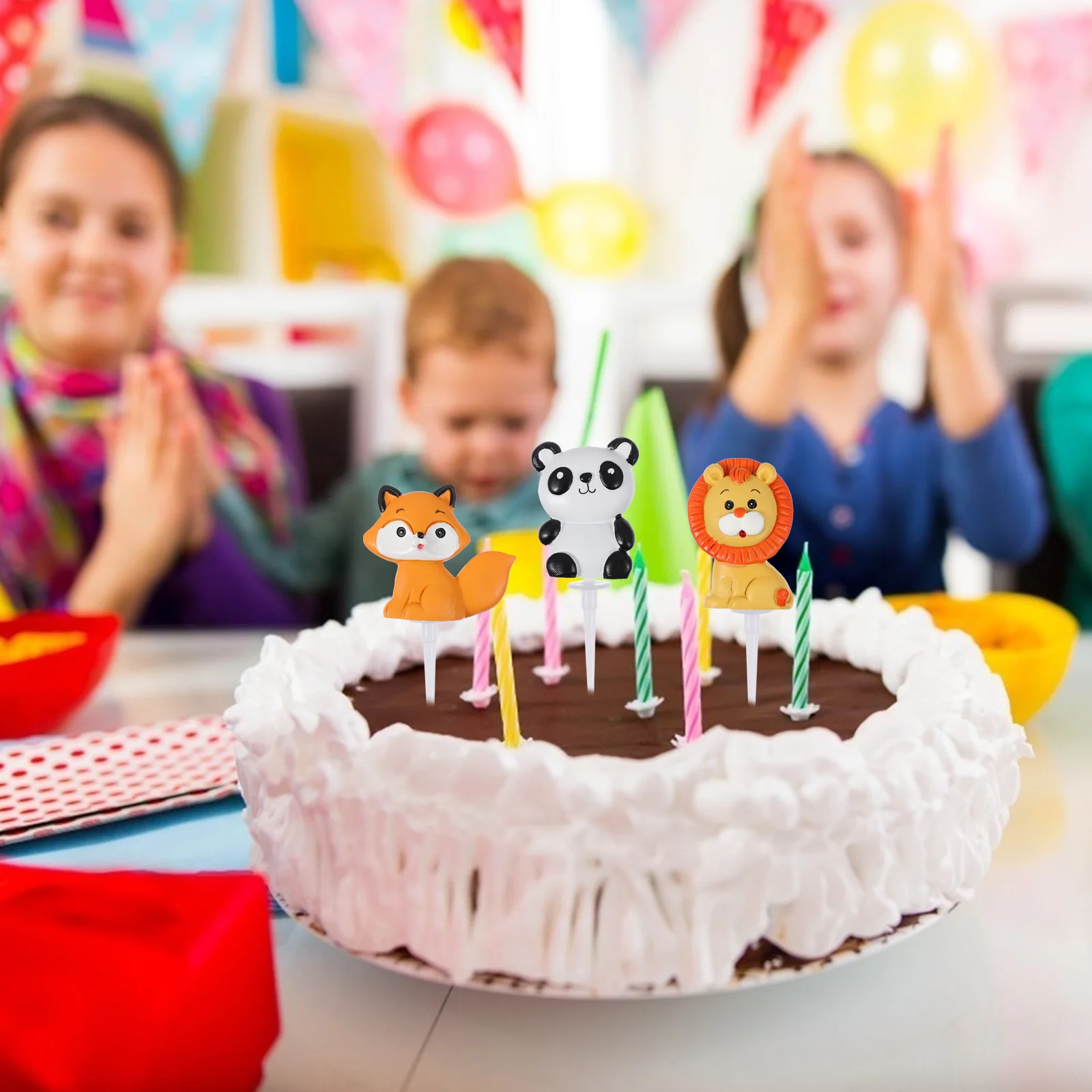 

Cake Topper Party Animals Jungle Toppers Cartoon Happy Birthday Decorations Girls