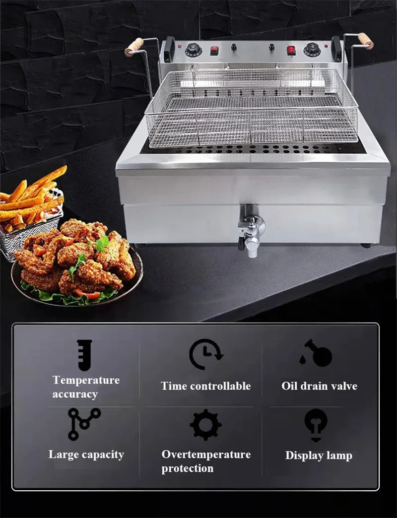 Электрический jetable для чипов Friteuse большая вместимость 20 л 30 220 В машина масла