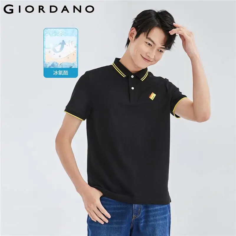 Giordano Men Polo High-tech Ice Oxygen Embroidery Polo Shirt Contrast Collar Short Sleeves Summer Polo Tops 01012400