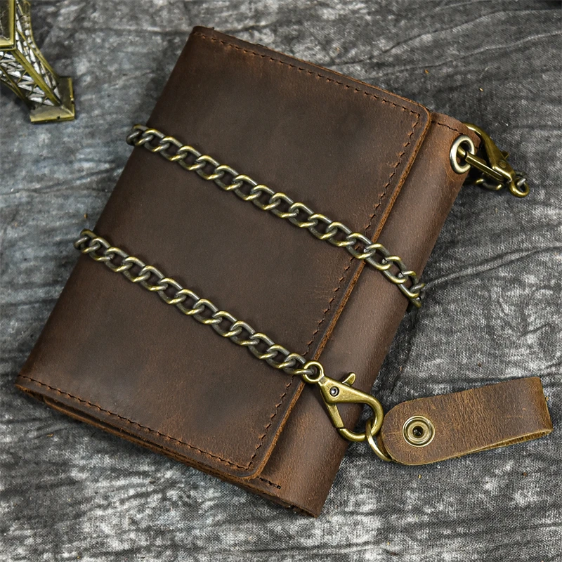 

Holder Wallets Trifold Male Zipper Chain Men Short Card Genuine Purse Purse Luufan Change Clutch Short Coin Wallet Leather With