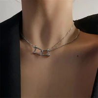 2022 new fashion women punk vachette clasp pendant choker necklace women simple party u shaped pendant titanium steel necklace