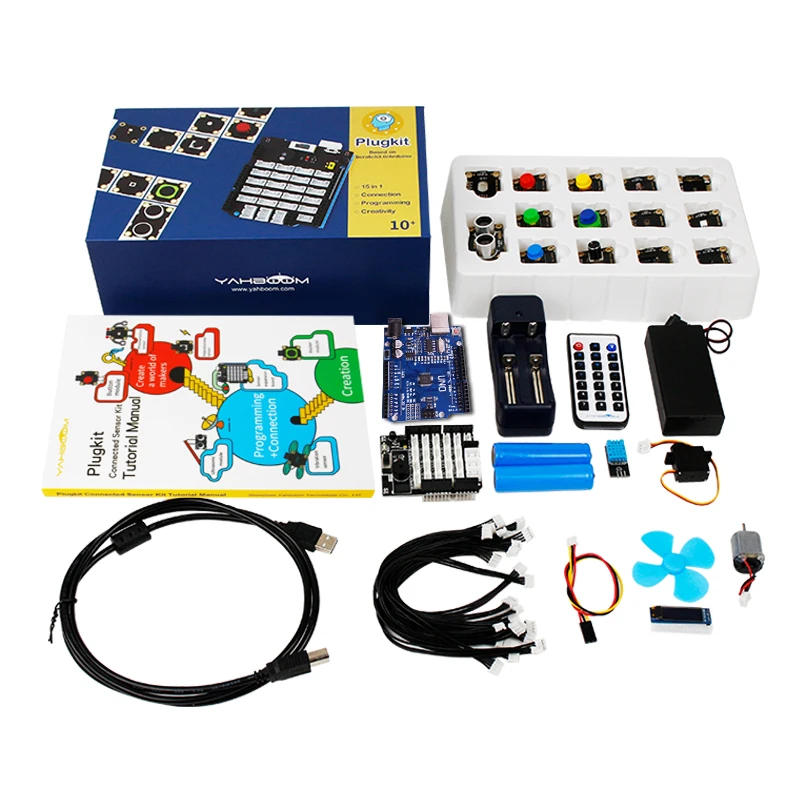

New Plugkit Connected Sensor Module Kit For Scratch 3.0 Programming Scratch3.0 DIY Electronic Kit +40Projects Manual