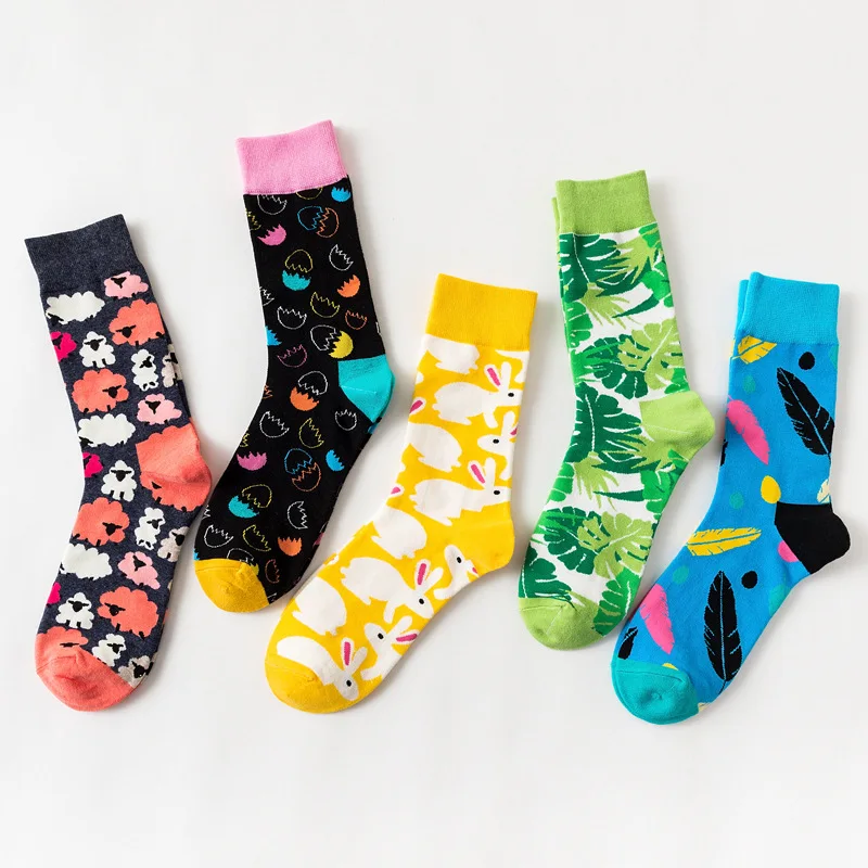 

Colorful men's and women's high tide socks Easter egg series personalized socks
