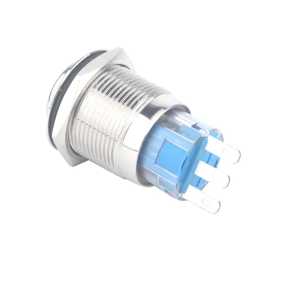 

19mm 12V High Head Self-Locking Push Button Switch IP67 Metal