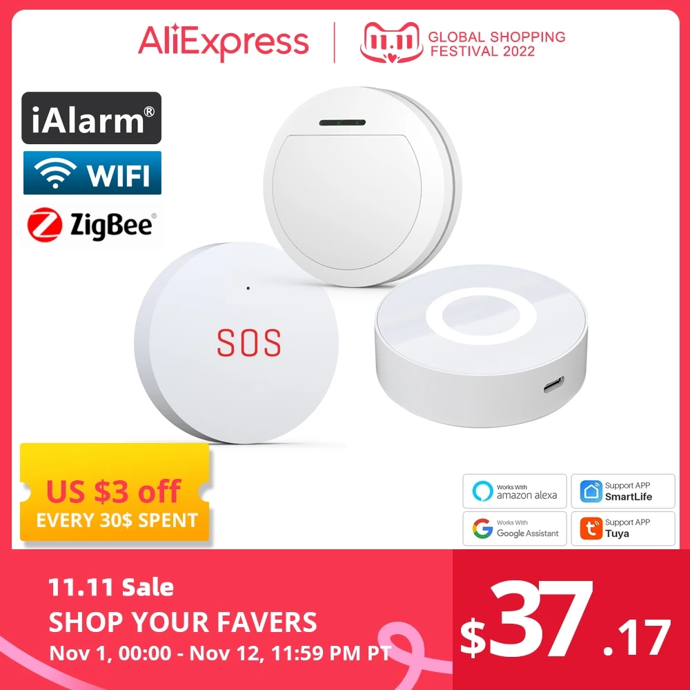 

IAlarm G02 Tuya умный дом связь Zigbee Gateway SOS Аварийная кнопка тревоги утечки инфракрасный детектор датчик s