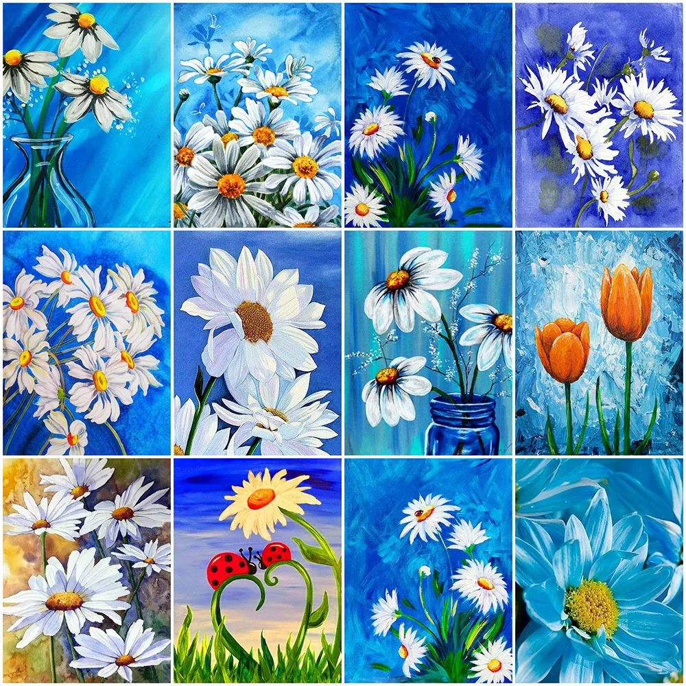 

5D DIY Diamond Painting Daisy Full Drill Square/Round Cross Stitch Diamond Embroidery Flower Mosaic Handicraft Home Decoration