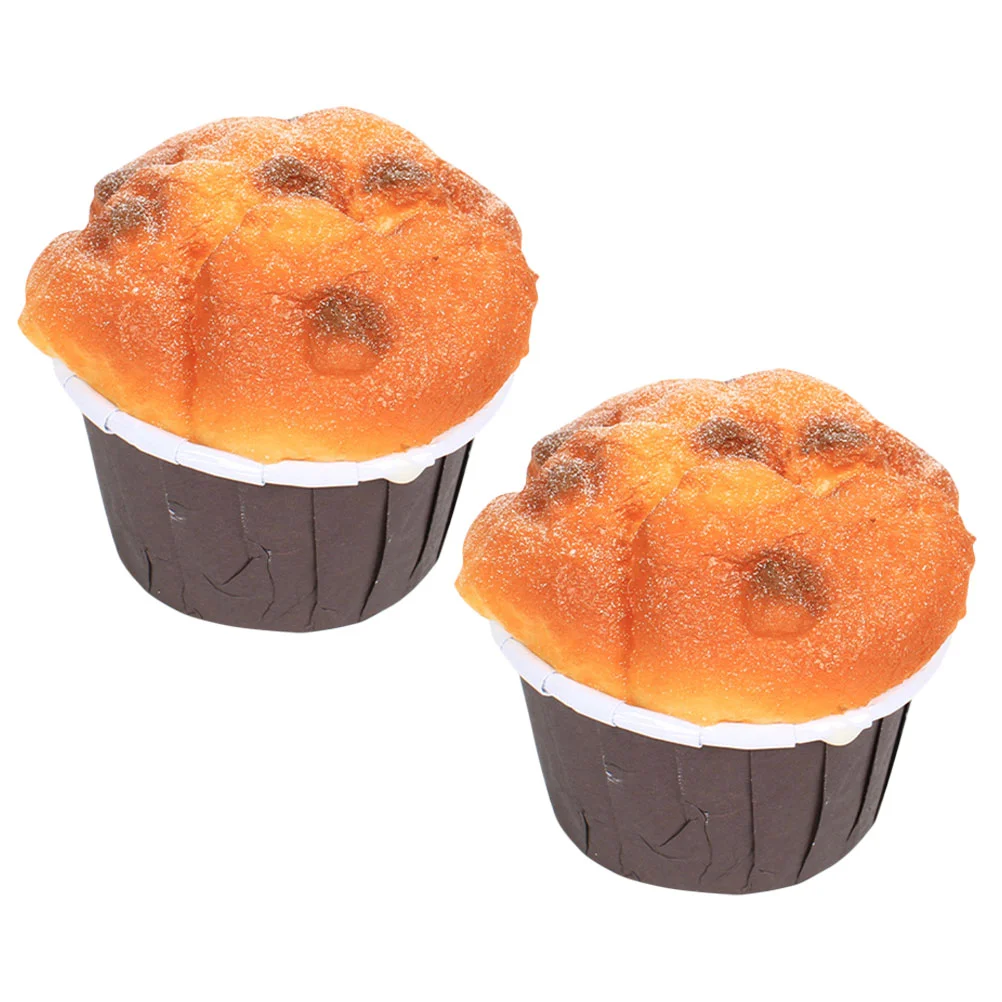 

2 Pcs Cake Simulation Model Fake Cupcake Food Decor Lifelike Dessert Shop Props Accessory Photography