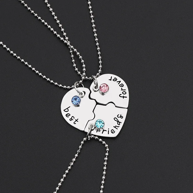 

Hot 3Pcs/ Set Fashion Best Friends Forever Pendant Necklace For Women Broken Heart Clavicle Chain Choker Friendship Jewelry Gift