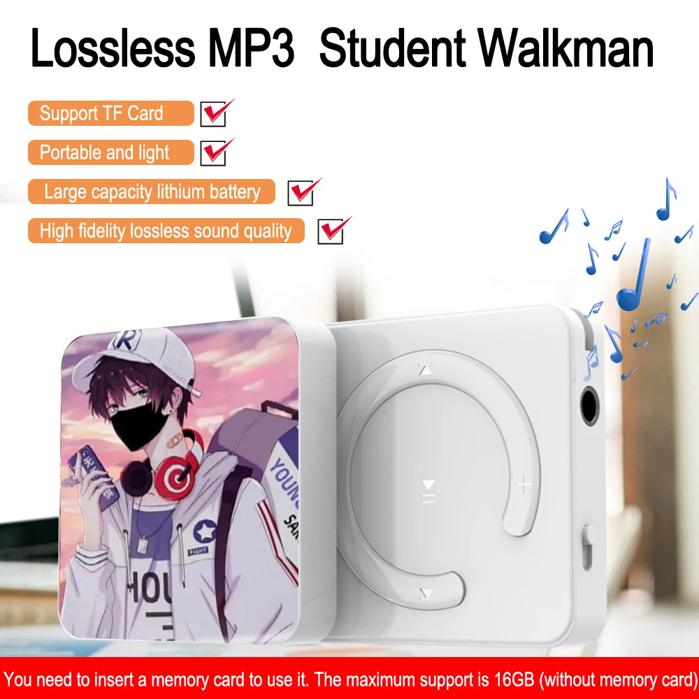 Mini Cartoon Pattern Music MP3 Player Student Sports Running Music Walkman with USB Cable + Headphones