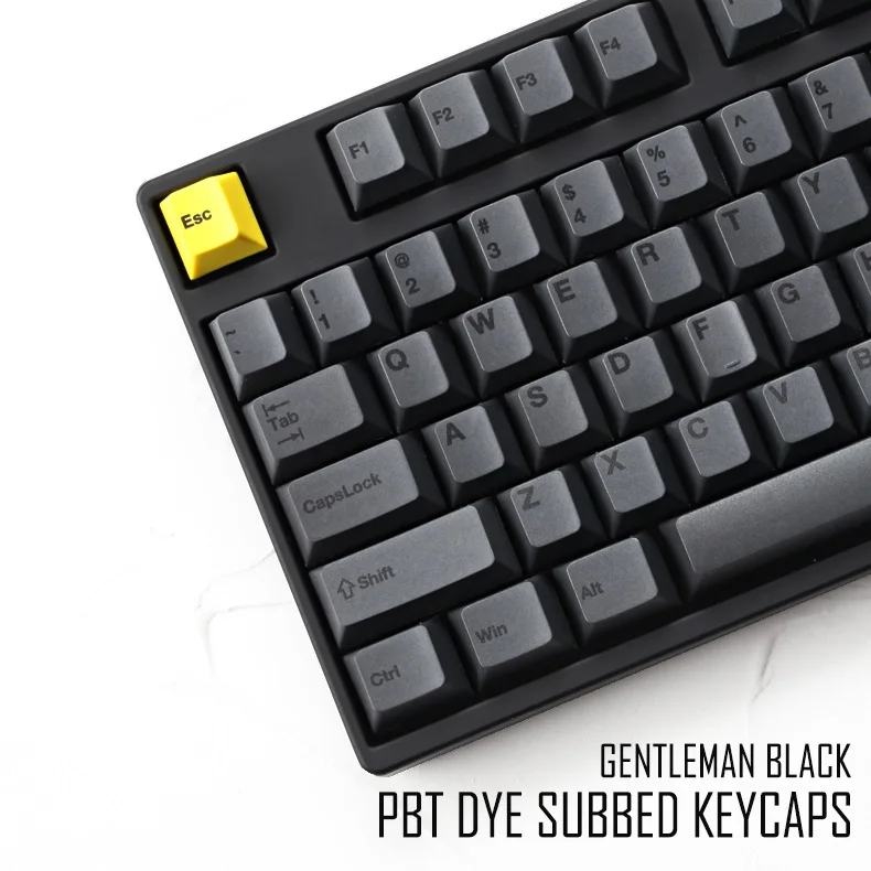

Cherry profile Dye Sub Keycap Set PBT plastic black yellow gentleman for gh60 xd64 xd84 xd96 87 104 razer corsair bm60 bm68