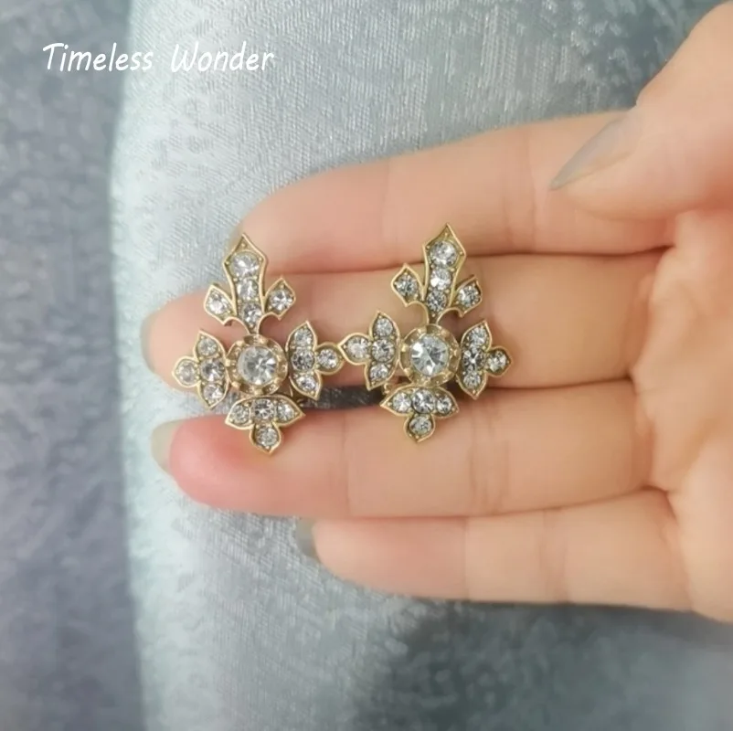 Вневременное чудесное ретро-цирконовое гео-колье с шипами и паве серьги-гвоздики