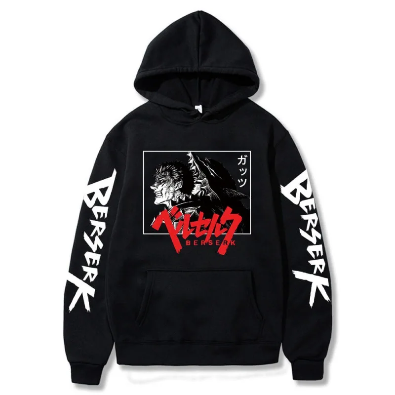 

2022 Japan Anime Berserk Guts Hoodie Men Casual Loose Streetwear Unisex Kpop Sweatshirt Long Sleeve Pullover Oversize Tee Top