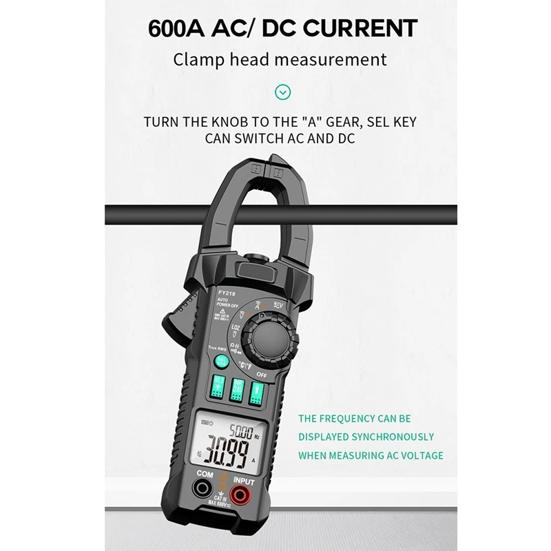 

AC DC Current Digital FY219 Clamp Meters High Precision Multimeter True RMS Auto Range VFC Capacitance NVC Universal