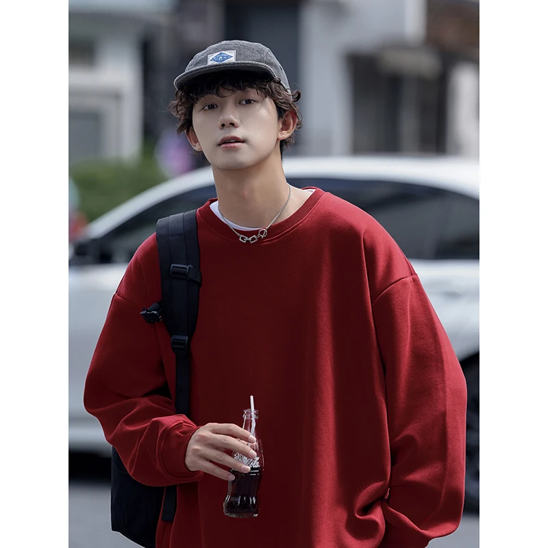 

Свитшот мужской оверсайз с круглым вырезом, модный Свободный пуловер в винтажном стиле, повседневная одежда в стиле Харадзюку, осень