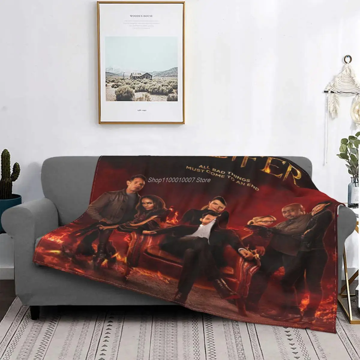 

Lucifer Morningstar Season 6 Final Blanket Tom Ellis Warm Bedspread Plush Soft Cover Fleece Throw Blanket Bedding Bed Bedroom