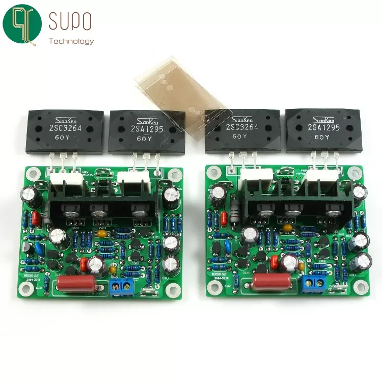 

2PCS MX50 SE 100W×2 dual-channel audio power amplifier board HiFi stereo amplifier Diy kit finished board 2SA1295 2SC3264