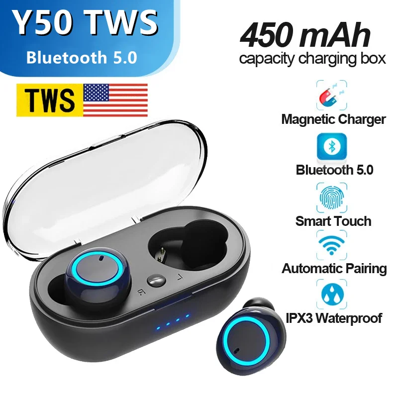 NEW Y50 TWS Bluetooth Earphone Wireless Headphones Earpod Earbuds Gaming Headsets For Apple iPhone Xiaomi Redmi Airdots Earphone