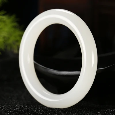 

zheru jewelry natural 54mm-64mm hetian jade white bracelet elegant princess jewelry for mother to girlfriend