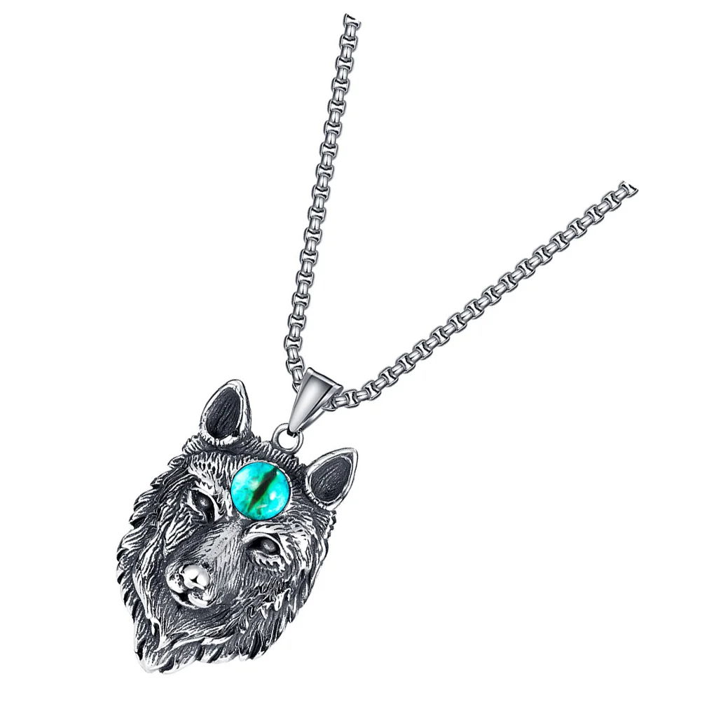 

Vintage Titanium Steel Wolf Head Men Necklace Sweater Chain Great Man's Gift