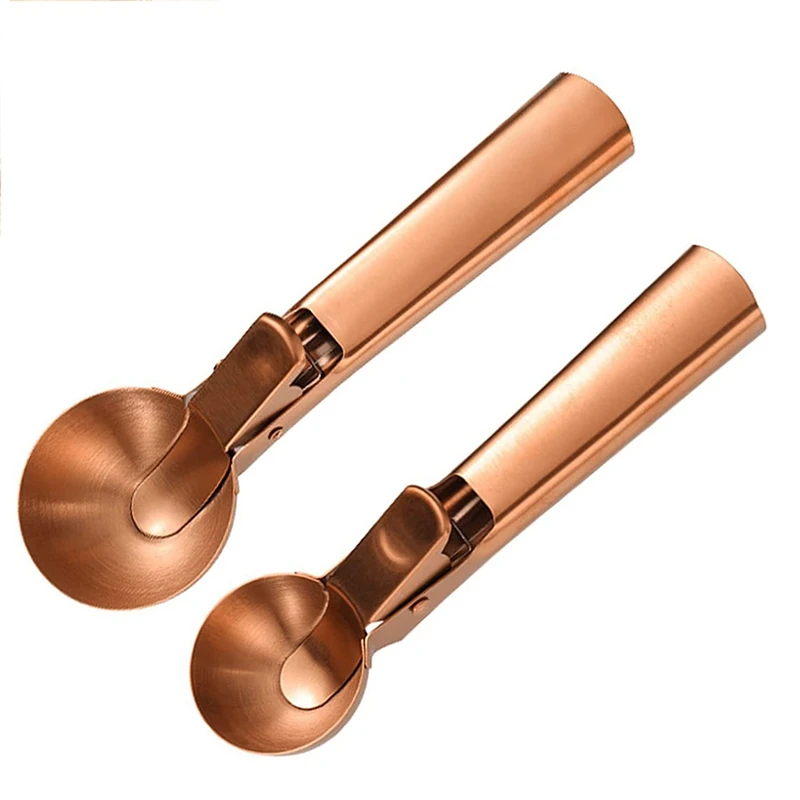 

Ice Cream Scoop, 2Pcs Stainless Steel Cookie Scoop With Trigger Melon Baller Scooper Cones