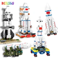 space carrier rocket shuttle station building blocks city bricks satellite astronaut figures educational toys for children gifts