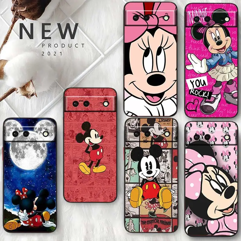 

Mickey Mouse Phone Case For Google Pixel 7 6 Pro 6A 5A 5 4 4A XL 5G Black Shell Soft Silicone Fundas Coque Capa