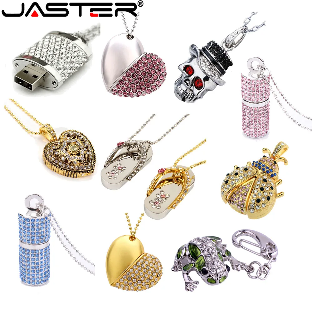 Металлический флеш-накопитель JASTER Crystal Heart USB 2.0