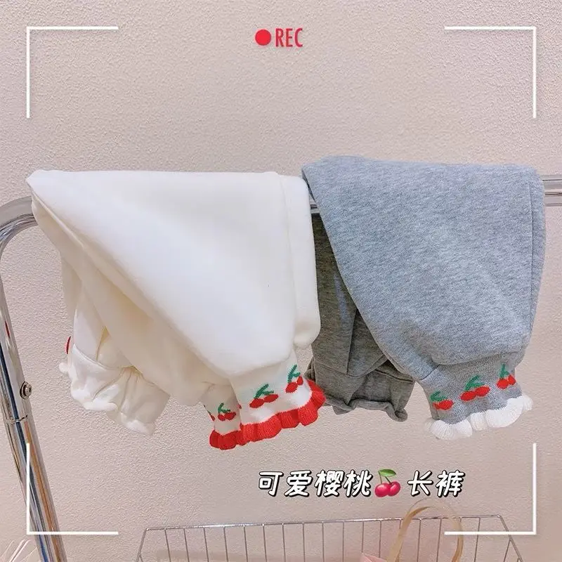

baby girls pants autumn new cute cherry toddler girls casual pants