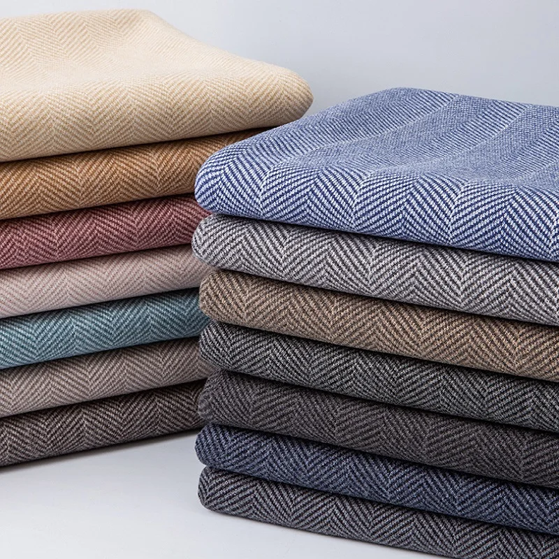 

Fall Winter Thickend Herringbone Wool-like Fabric Padded Cashmere Coat Pants Scarf Cloth Sewing DIY Clothing Material 150x50cm