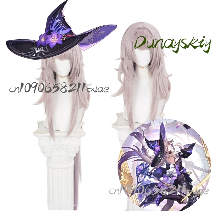 Парик для косплея Herta Honkai Star Rail каштановые длинные волосы фиолетовый градиент