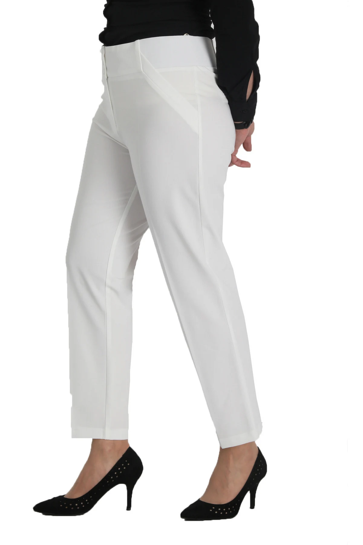Women Pants new season office casual stylish fashion lycra casual 2020 plus size fabric pocket high waist white Pants Turkish made in