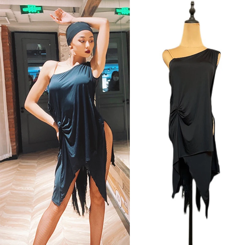 

Women Latin Dance Dress Sexy Off-Shoulder Fringed Competition Dress Tango ChaCha Practice Wear Rumba Samba Dance Dress DL10483