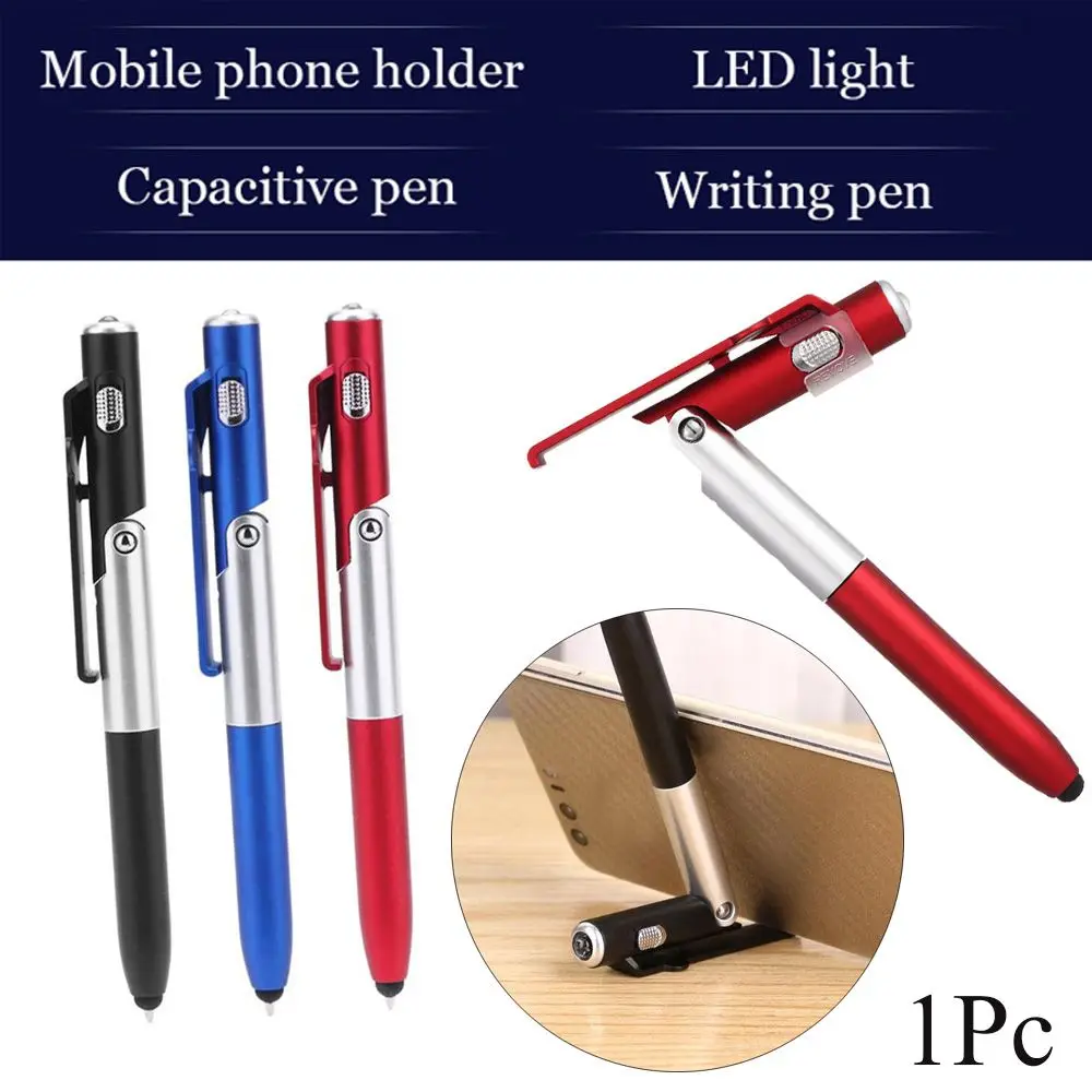 

4-in-1 Folding Ballpoint Pen Screen Stylus Touch Pen Universal Mini Capacitive Pen With LED For Tablet Cellphone Stand Accessory