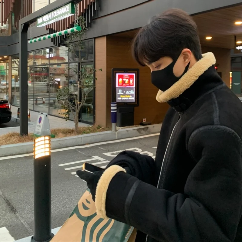 Winter Jacket Men Warm Fashion 3-color Thickened Lamb Wool Jackets Men Korean Loose Thick Short Coat Mens Clothes M-2XL