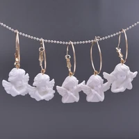harajuku cute cupid angel hoop earrings for women vintage baroque angel pendant pendientes chic for cool egirl gift jewelry