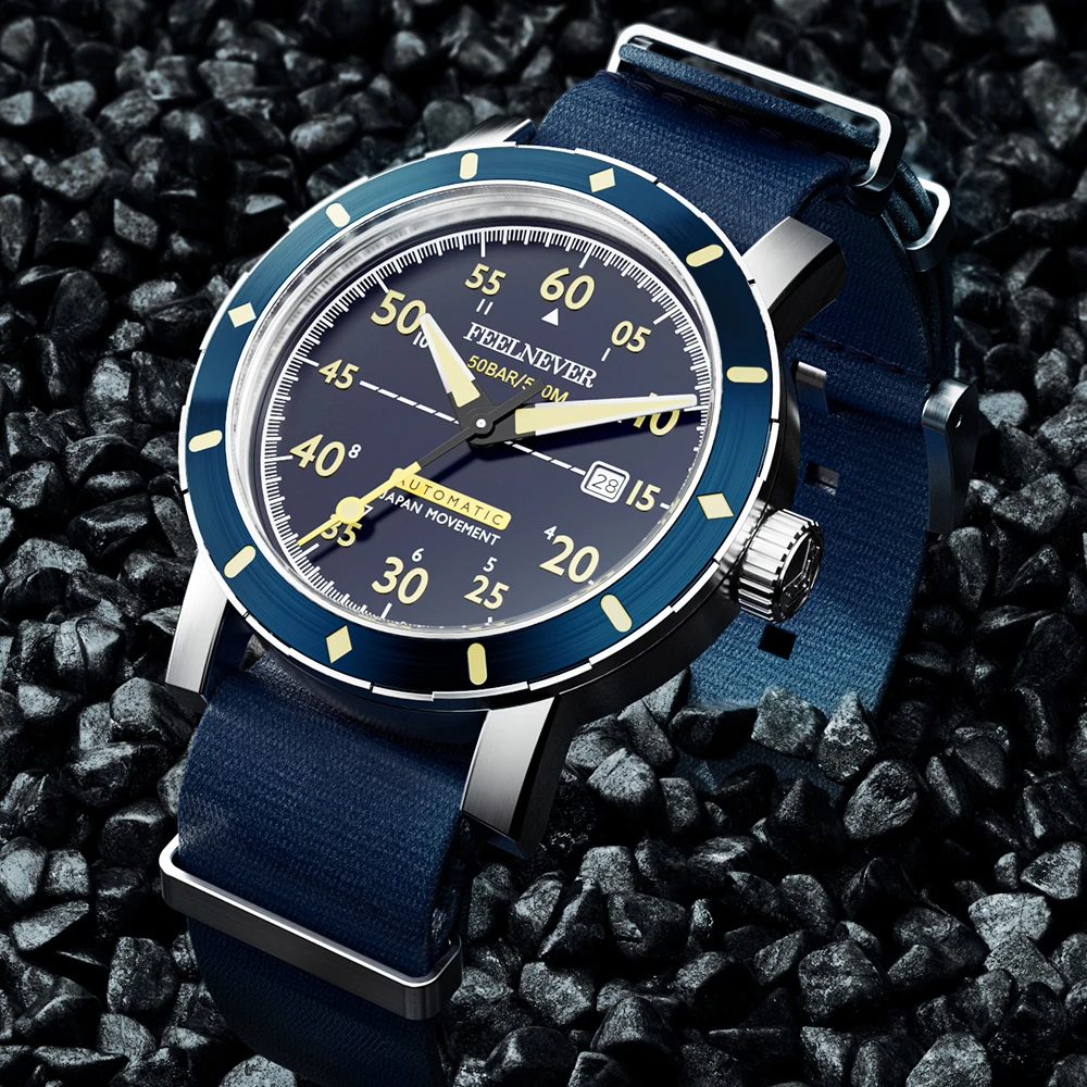 FeelNever модные повседневные автоматические механические мужские часы 500 м