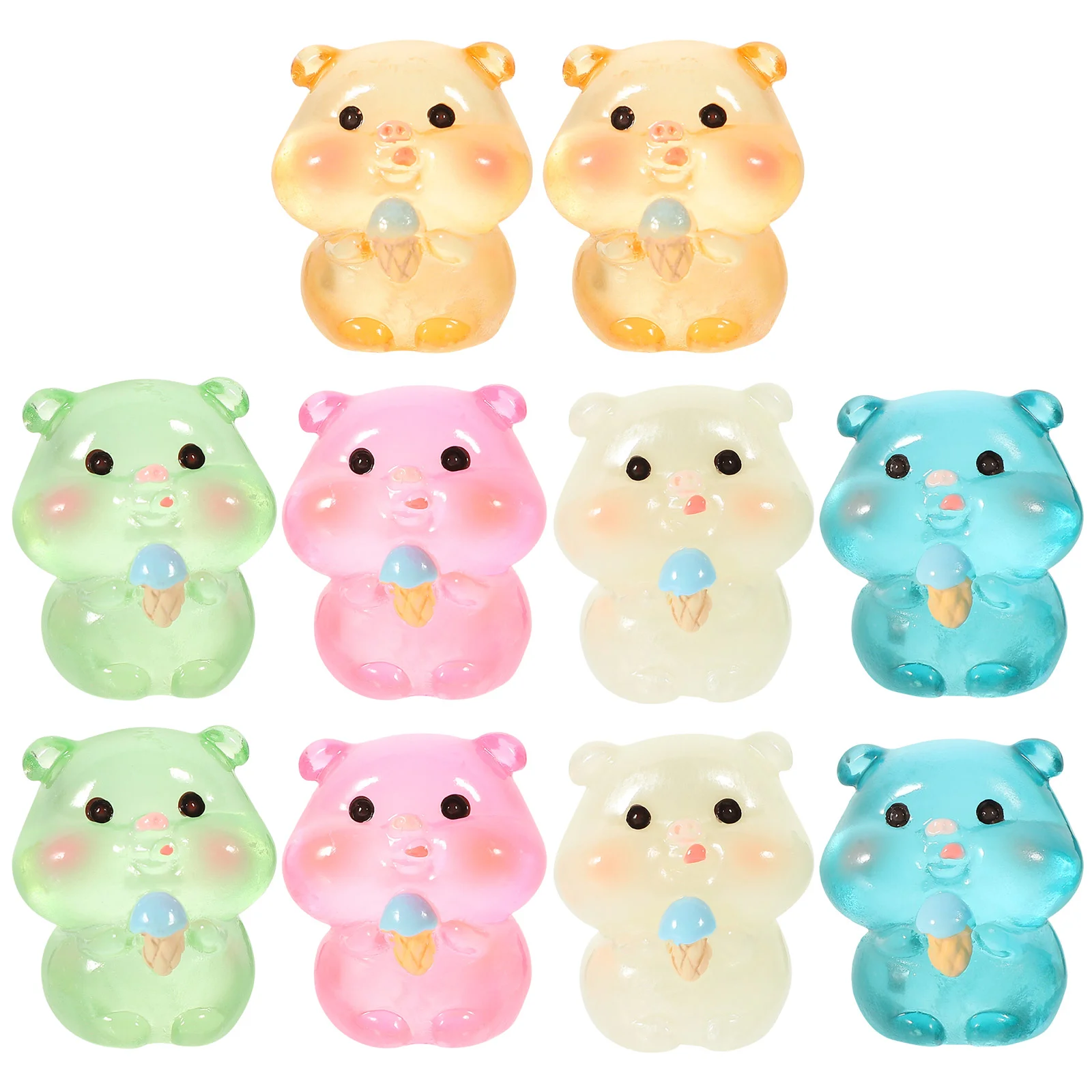 

10pcs Resin Cute Miniature Figurines Micro Landscape Piggy Statues House Desk Decor