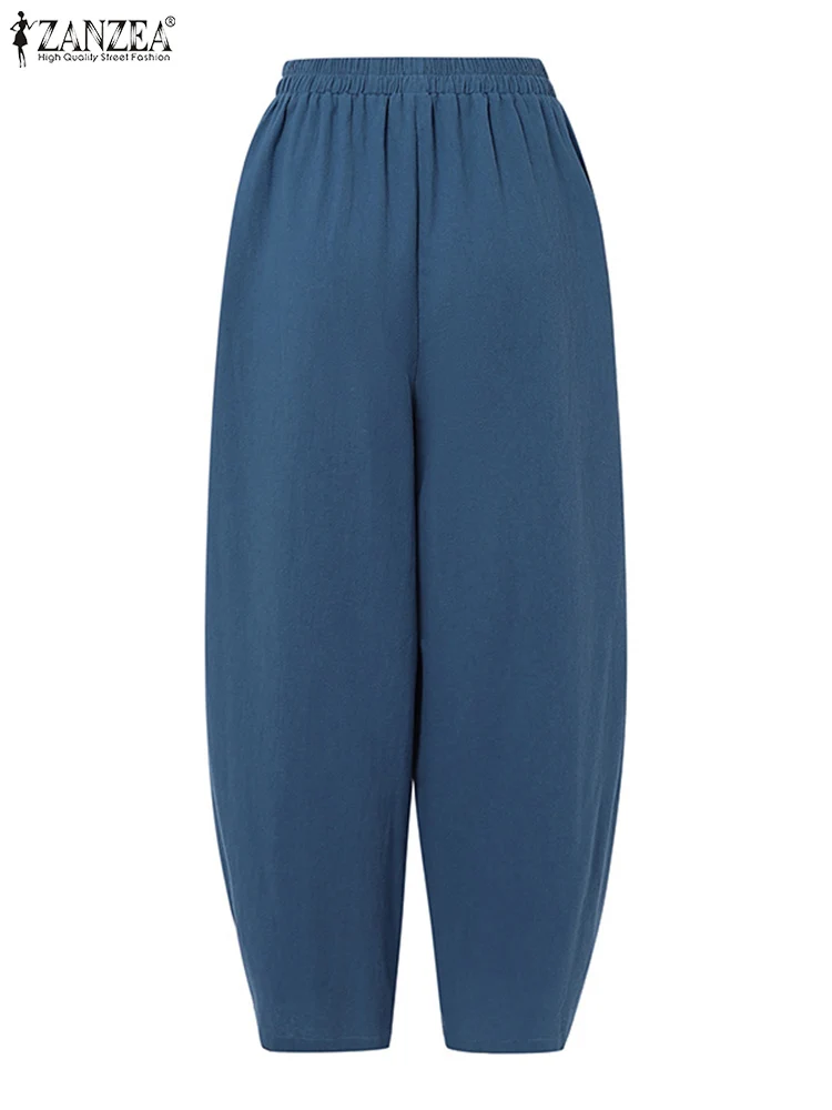 ZANZEA большие женские осенние брюки из репы однотонные свободные хлопковые модные