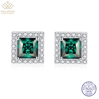 wuiha 925 sterling silver princess cut 2ct colorful moissanite 100 passed test diamond stud earrings for women men dropshipping