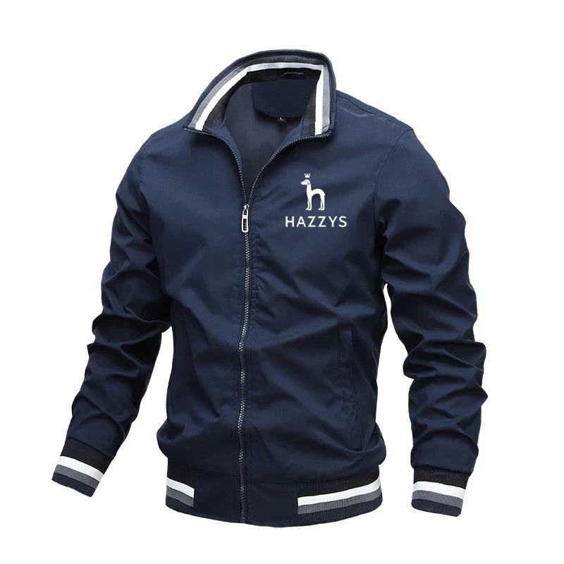 2023 HAZZYS men's jacket fashion casual jacket zipper shirt stand-up collar European and American style casual baseball uniform