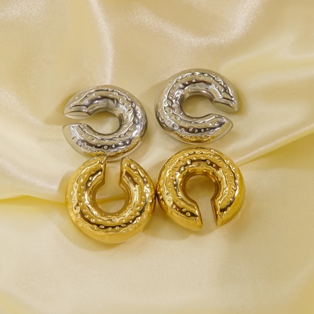 Массивные серьги-каффы carliдана из нержавеющей стали с-образные 18K