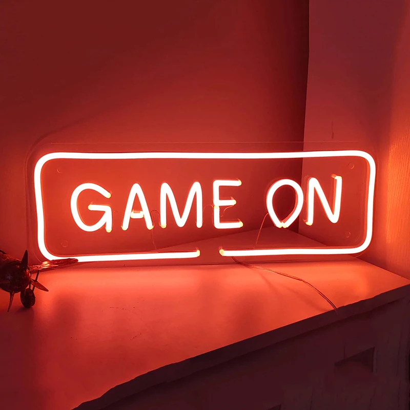 Game On Neon Sign Light for Men Cave Game Room 50*20cm Pink Night Sign Lights Neon Custom Gift for Boys Hanging Decor Ornament