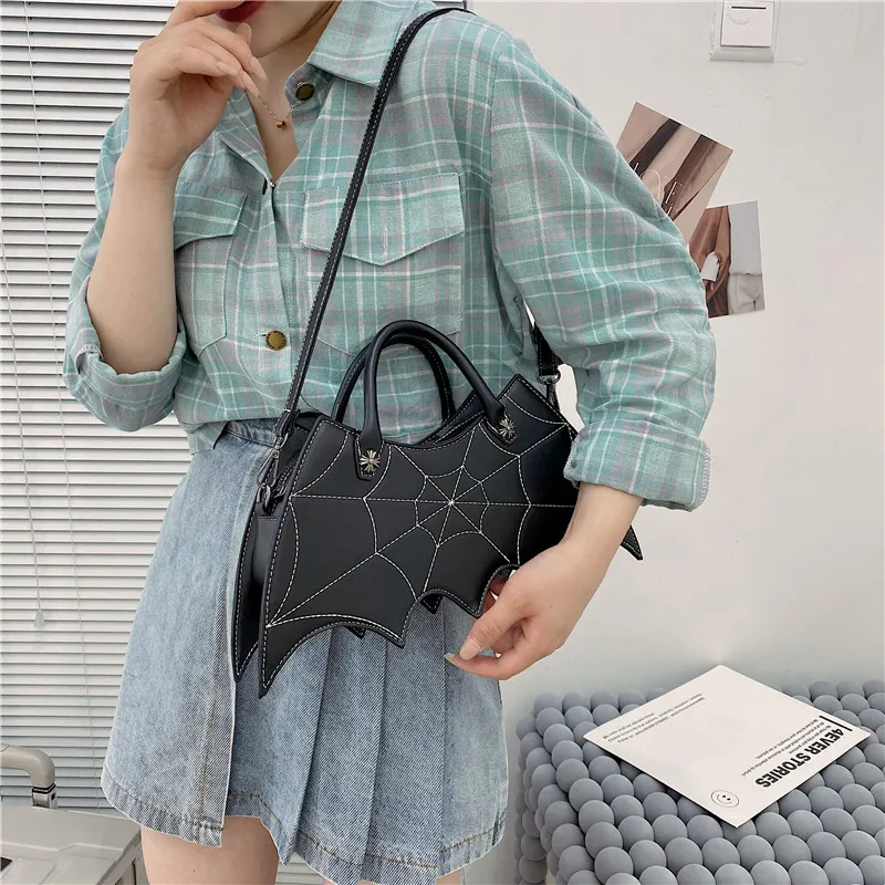 Bat Handbag For Women Crossbody Satchels Fashion Creative Spoof Fun Halloween Personality Girl Trend Pu Leather Messenger Bag