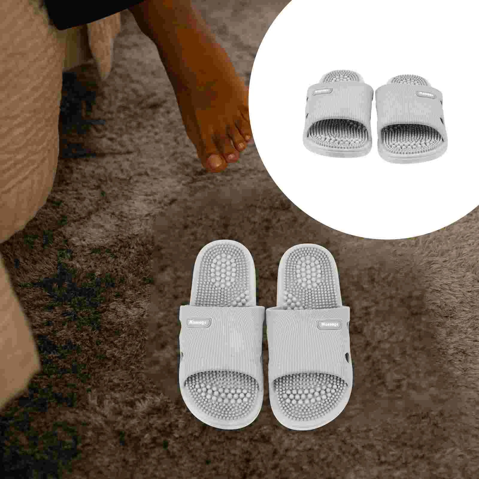 

Foot Massage Slippers Summer Men Simple Massaging Shoes Cobblestone Breathable Showing Pvc Indoor Footwear Man Unisex