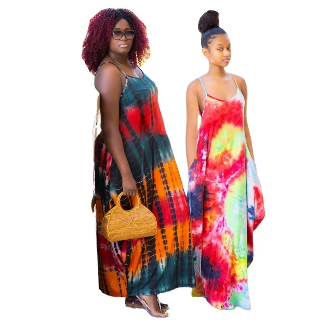 Plus Size M-5xl Dress Women Clothing Summer 2021 Fashion Trend Loose Tie Dye Sleeveless Sling Maxi Wholesale 3xl 4xl 5xl 6xl
