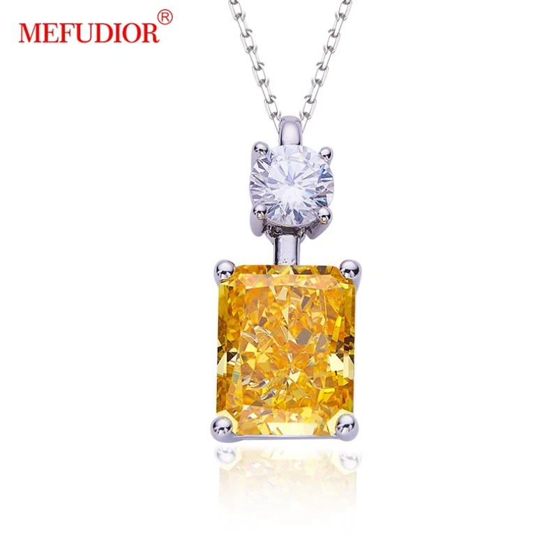 

Female Necklace Rectangular High Carbon Diamond S925 Silver Plated Platinum Pendant 3.0CT Authentic 925 Sterling Silver Jewelry
