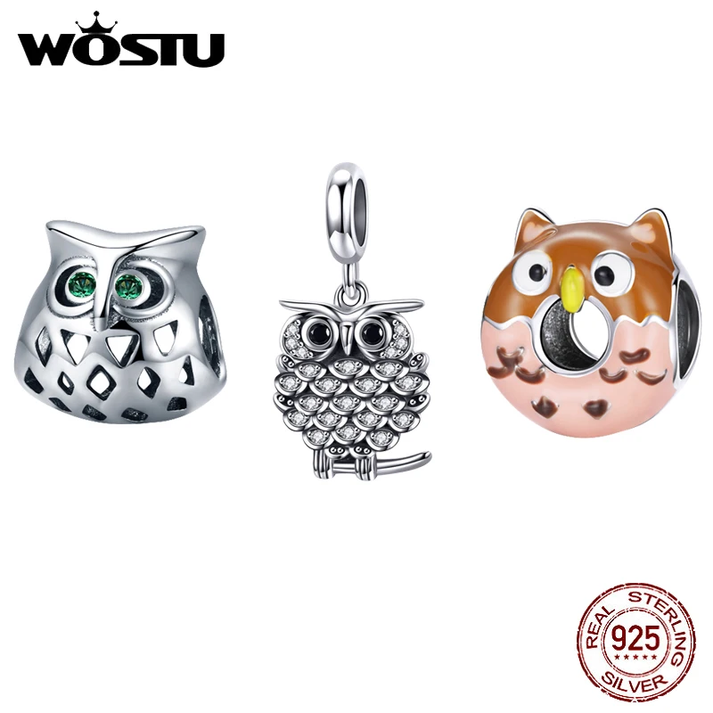Подвеска в виде совы из серебра 925 пробы для браслета