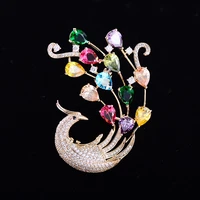 european and american copper inlaid zircon corsages full diamond phoenix brooch clothing accessories pin clothing accessories