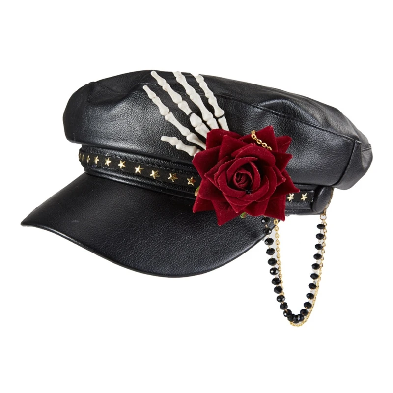 

Steampunk Newsboy Hat Peaked Leather Steampunk Newsboy Halloween Costume Accessory Carnival Nightclub